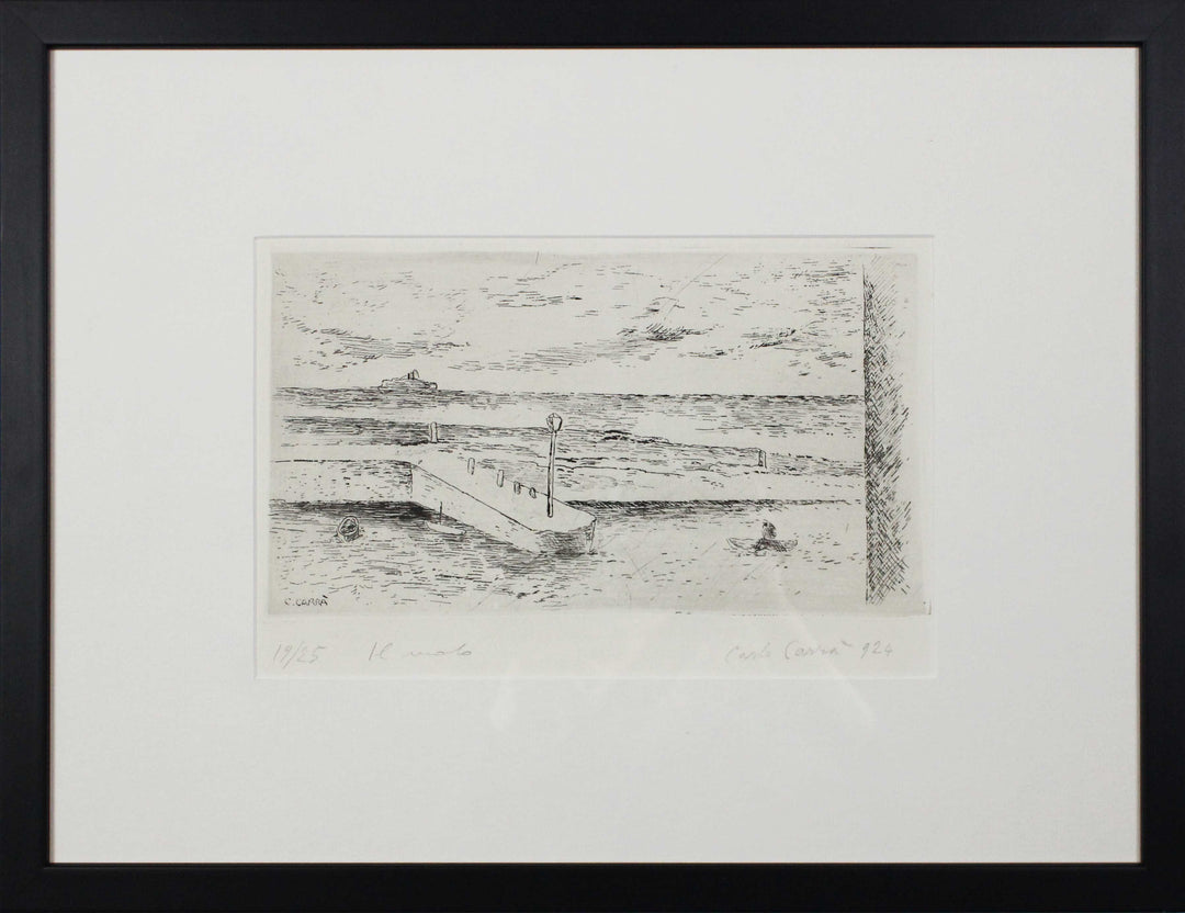Carlo Carrà, Il molo, 1924, Acquaforte su rame originale firmata - EmporiumArt