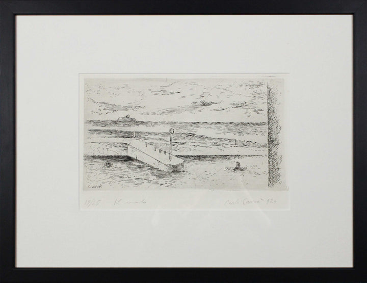 Carlo Carrà, Il molo, 1924, Acquaforte su rame originale firmata - EmporiumArt