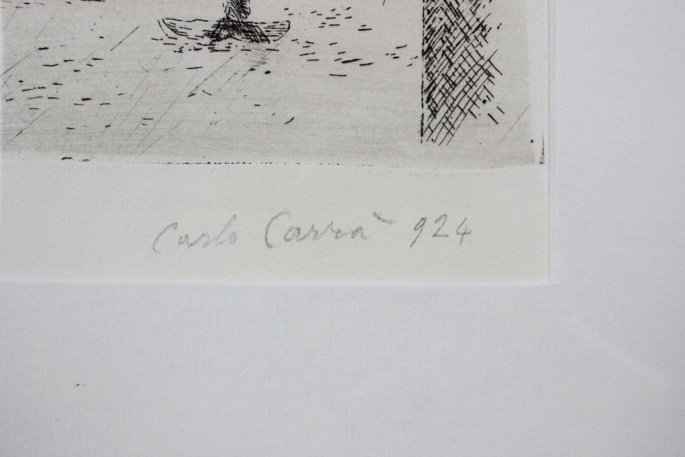 Carlo Carrà, Il molo, 1924, Acquaforte su rame originale firmata - EmporiumArt