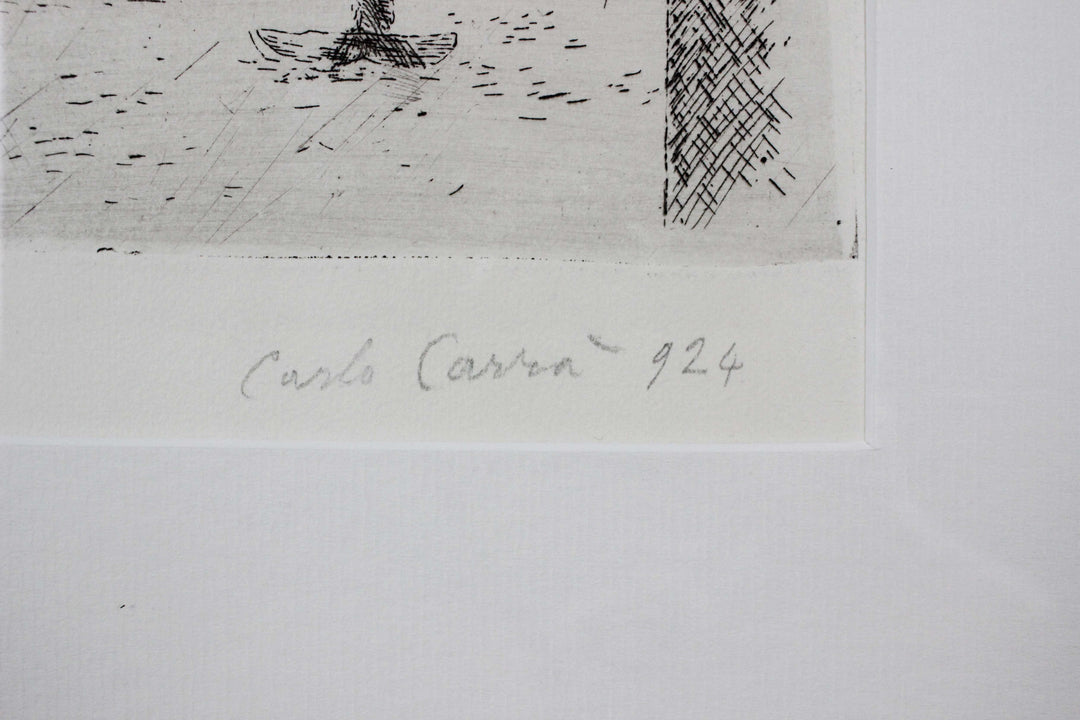 Carlo Carrà, Il molo, 1924, Acquaforte su rame originale firmata - EmporiumArt