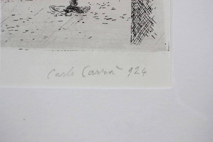 Carlo Carrà, Il molo, 1924, Acquaforte su rame originale firmata - EmporiumArt
