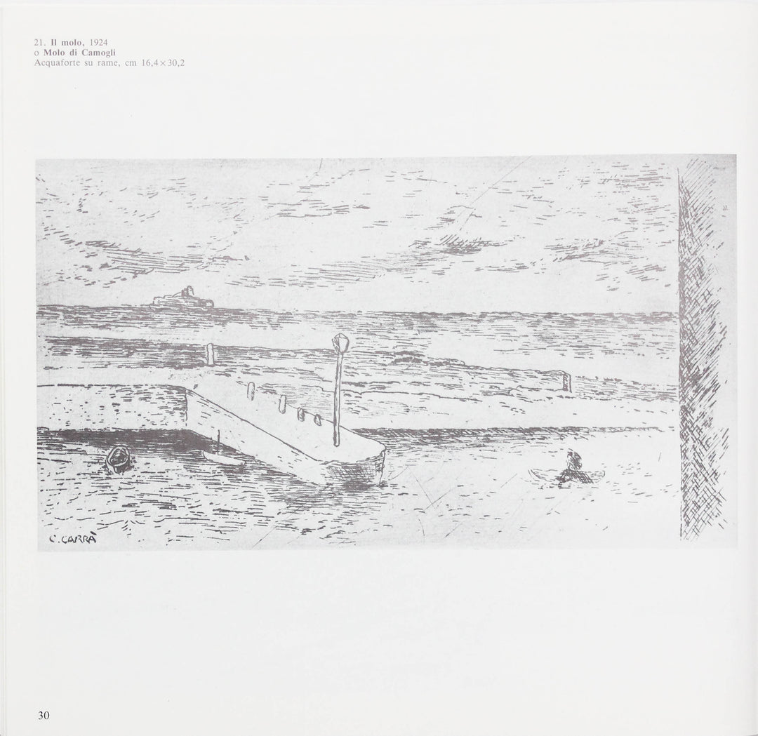 Carlo Carrà, Il molo, 1924, Acquaforte su rame originale firmata - EmporiumArt