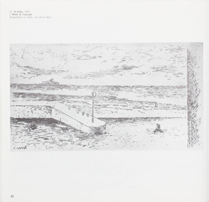 Carlo Carrà, Il molo, 1924, Acquaforte su rame originale firmata - EmporiumArt