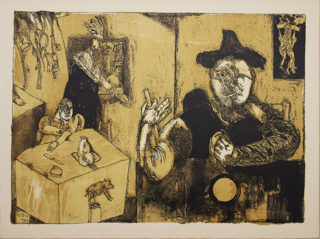 CUEVAS José Luis, Le repas du magicien, 1972, Litografia originale firmata - EmporiumArt