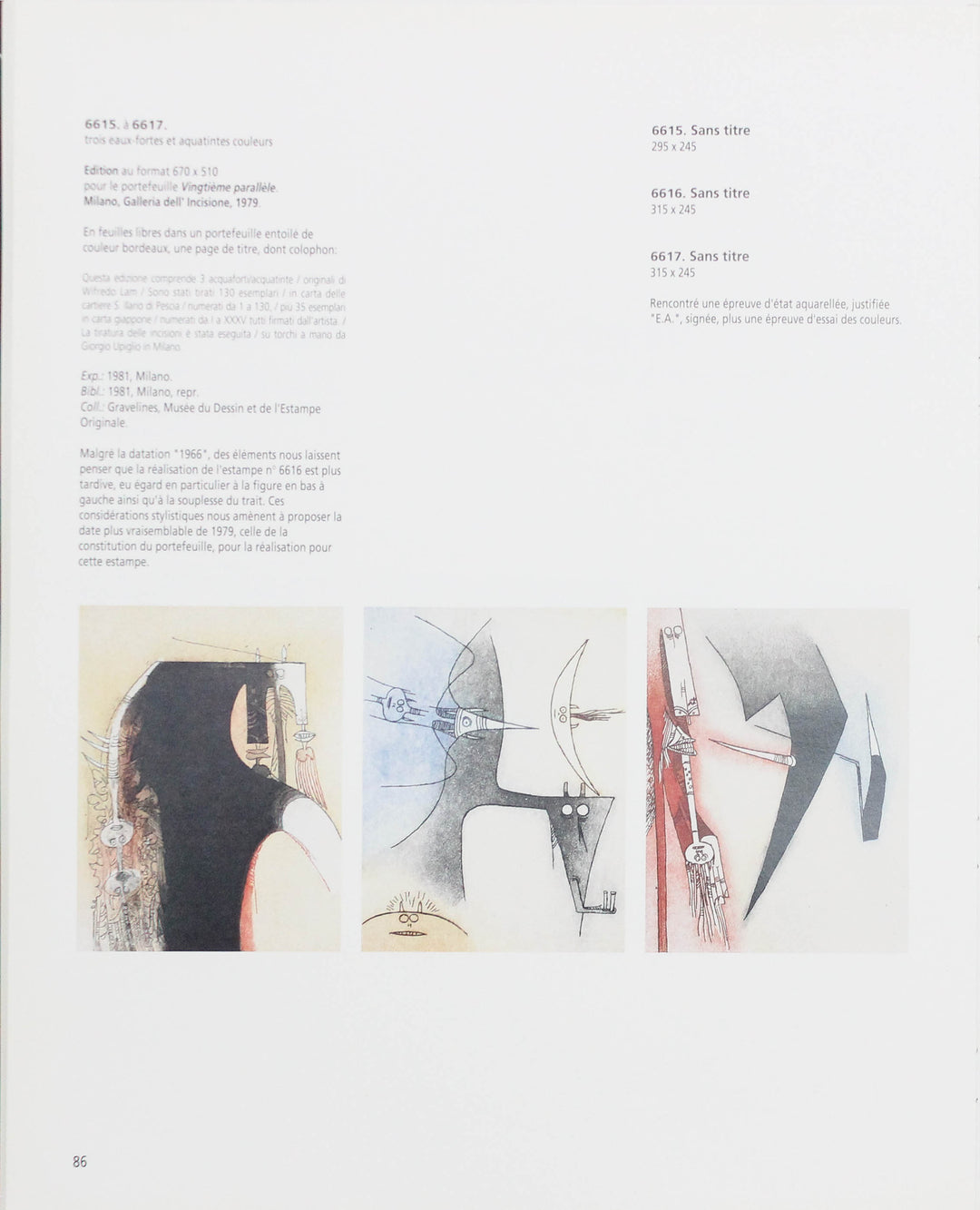 Wifredo Lam, Vingtième parallèle, 1966, Acquaforte acquatinta originale firmata - EmporiumArt