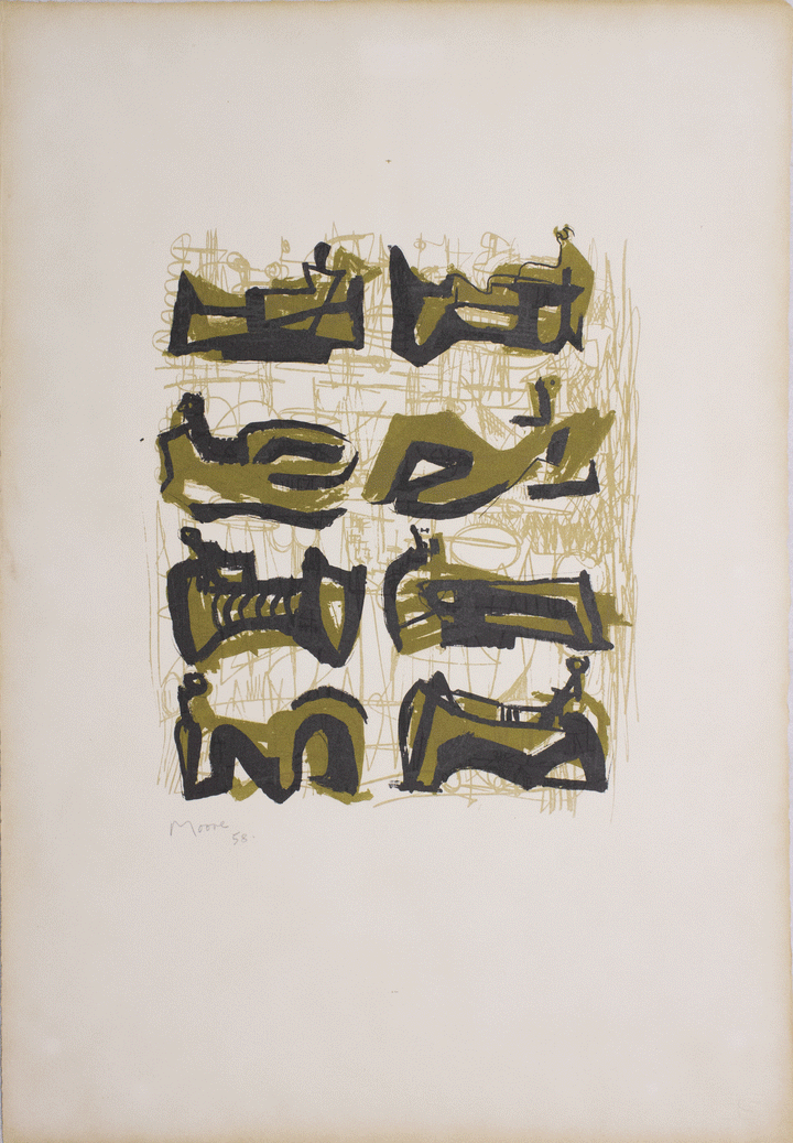 MOORE Henry, Huit figures allongées, 1958, Lithographie originale signée
