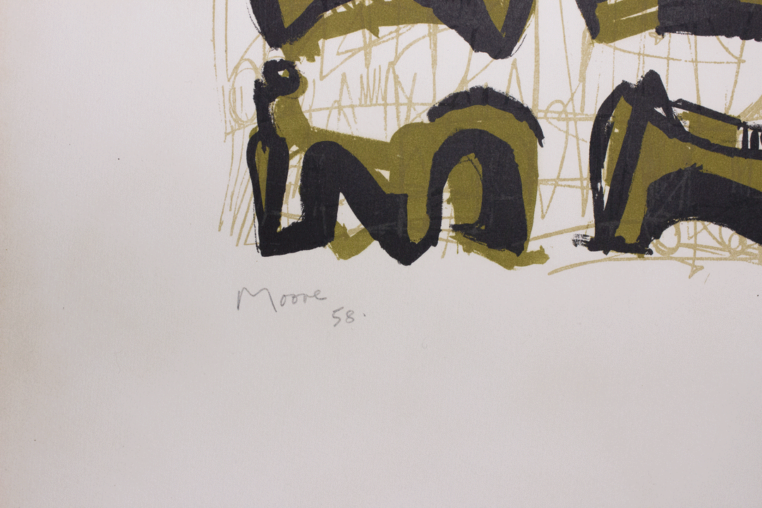 MOORE Henry, Huit figures allongées, 1958, Lithographie originale signée