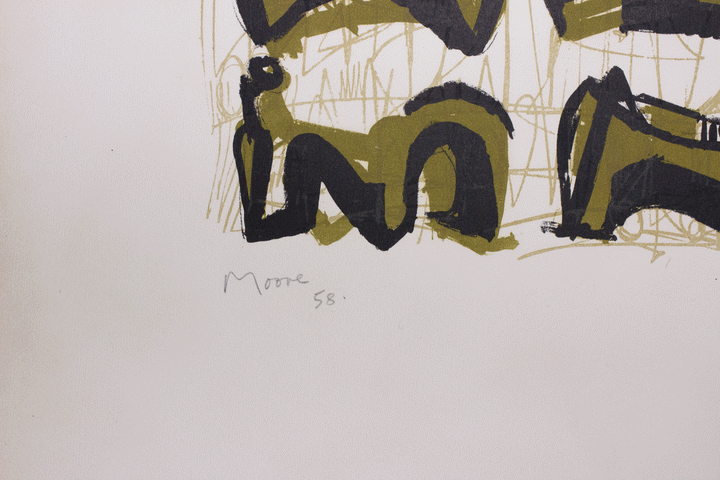 MOORE Henry, Huit figures allongées, 1958, Lithographie originale signée