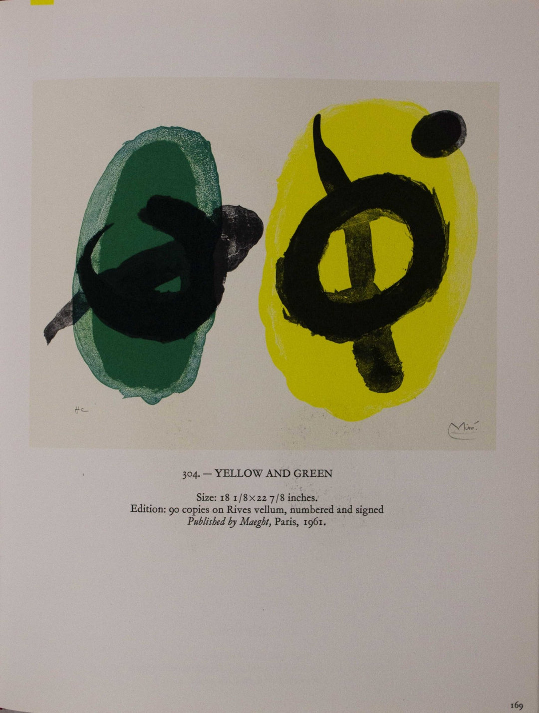 MIRÓ Joan, Yellow and green, 1961, Litografia originale firmata - EmporiumArt