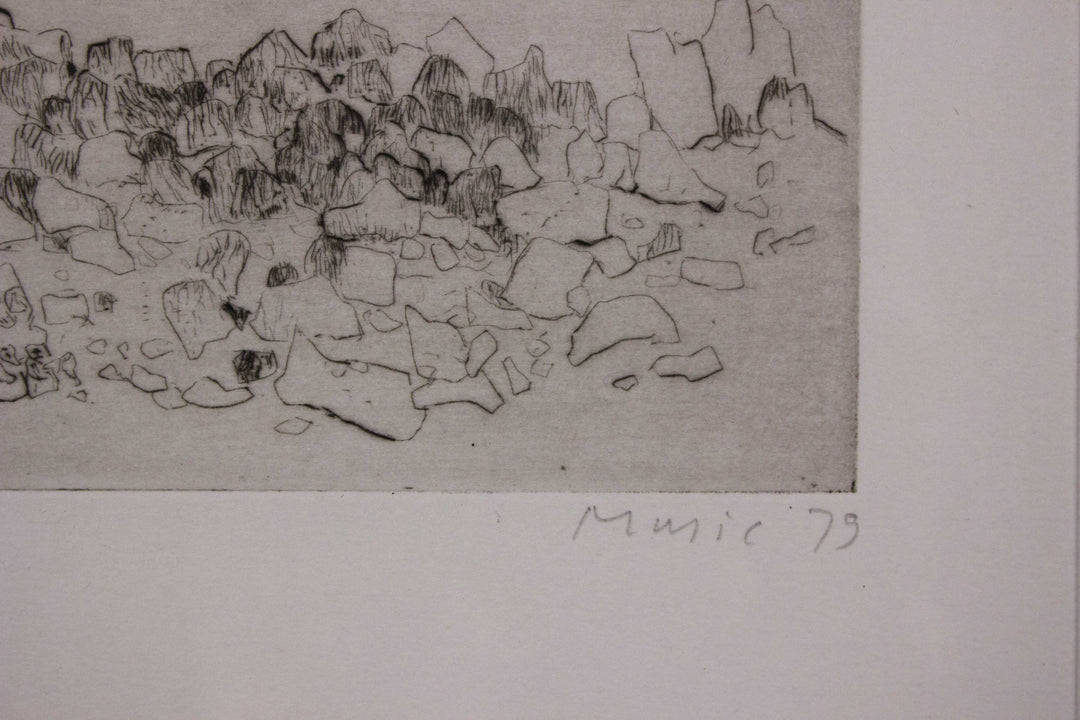 MUSIC Zoran, Felsige Landschaft, 1979, Originale Kaltnadel signiert