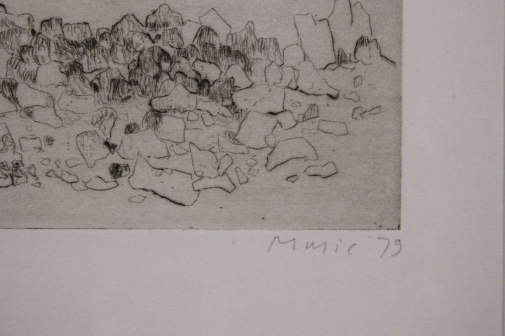 MUSIC Zoran, Felsige Landschaft, 1979, Originale Kaltnadel signiert