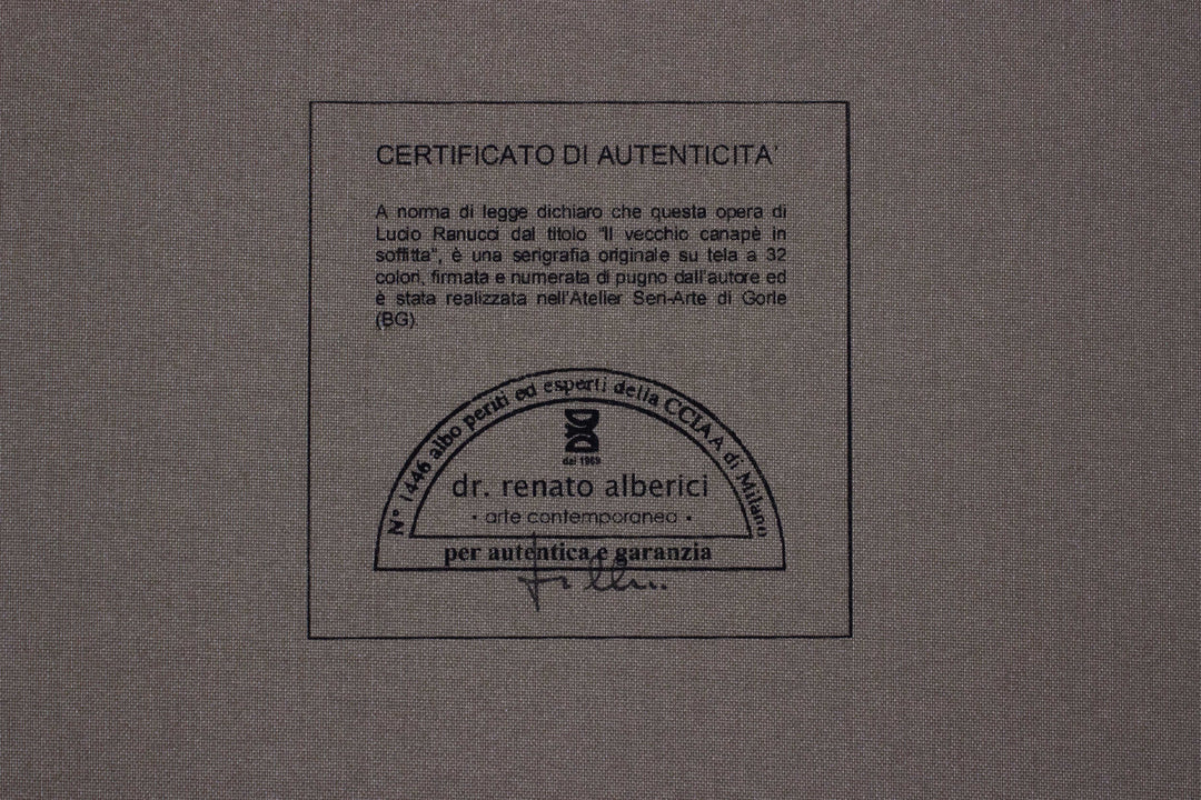 RANUCCI Lucio, Il vecchio canapé in soffitta, Serigrafia originale firmata-103