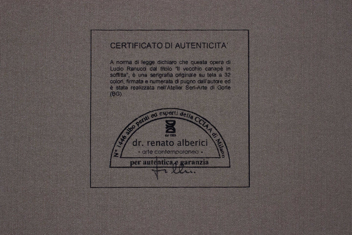 RANUCCI Lucio, The old sofa in the attic, Original signed serigraphy