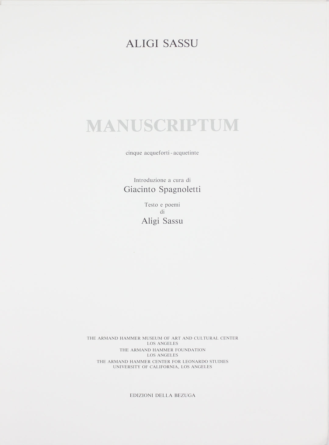 Aligi Sassu, Manuscriptum, 1992, Acquaforte originale firmata