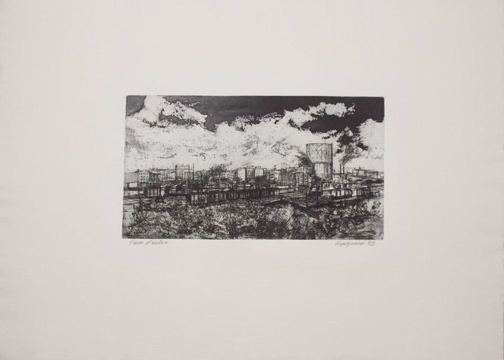 VESPIGNANI Renzo, Entering Rome, 1955, Original signed etching aquatint