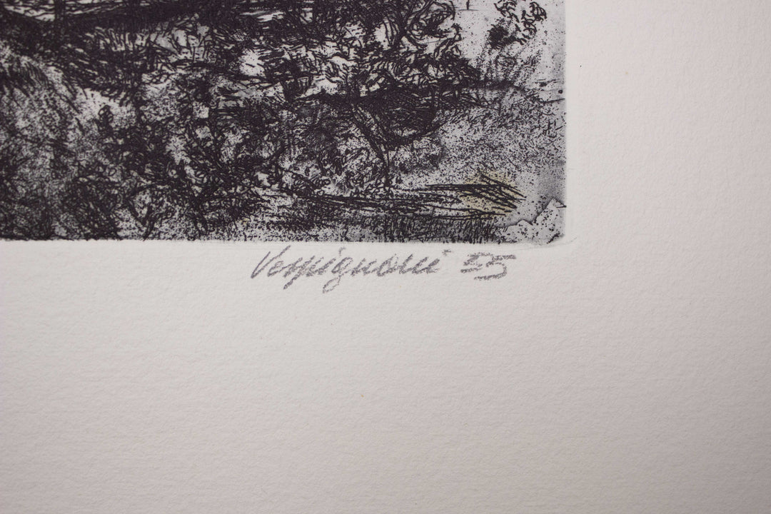 VESPIGNANI Renzo, Entering Rome, 1955, Original signed etching aquatint