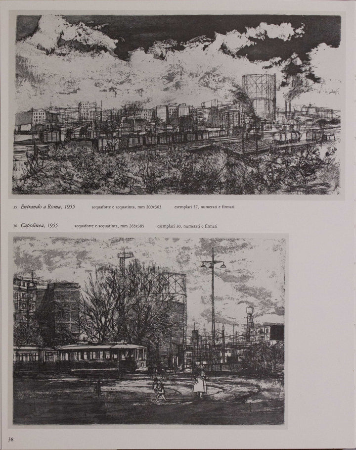 VESPIGNANI Renzo, Entering Rome, 1955, Original signed etching aquatint