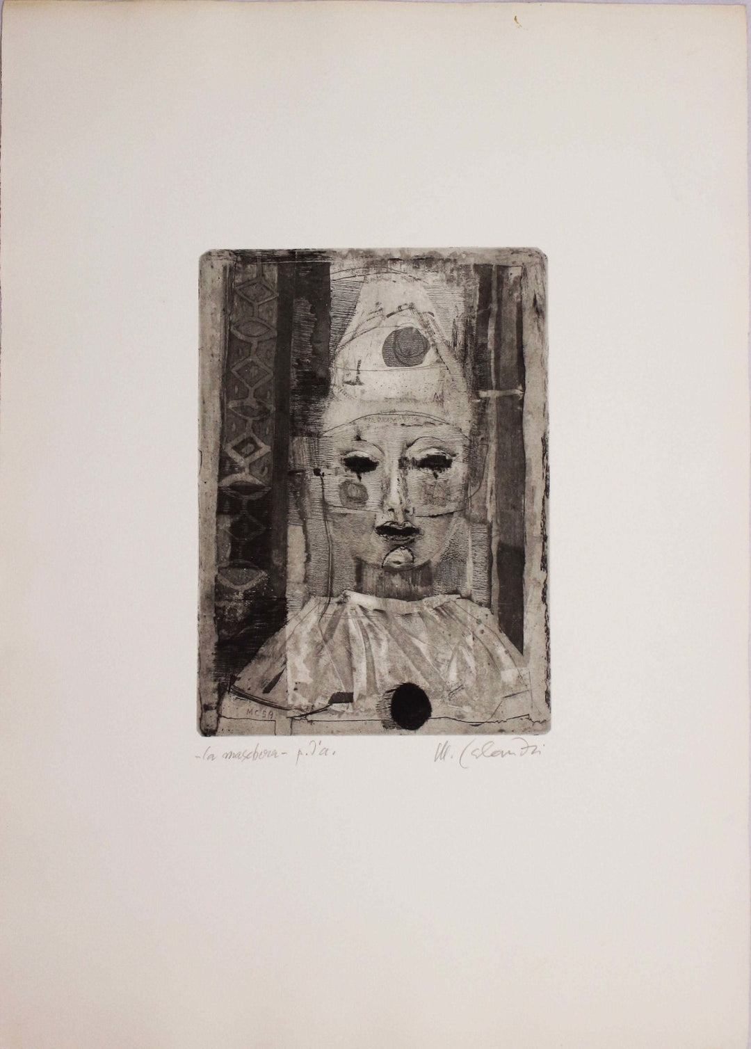 CALANDRI Mario, La maschera, 1959, Acquaforte originale firmata - EmporiumArt