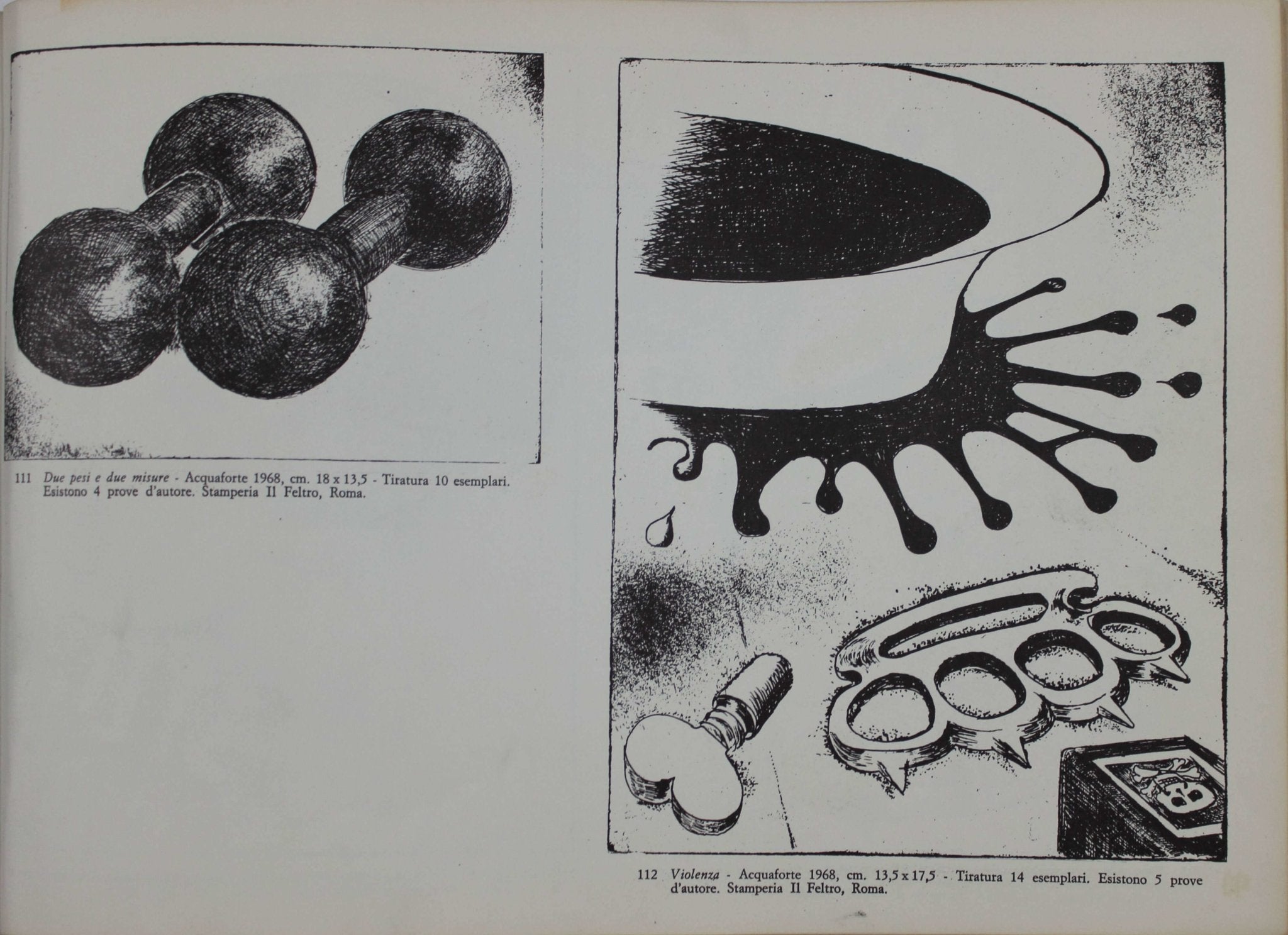 Bruno CARUSO Two weights two measures original etching for sale on