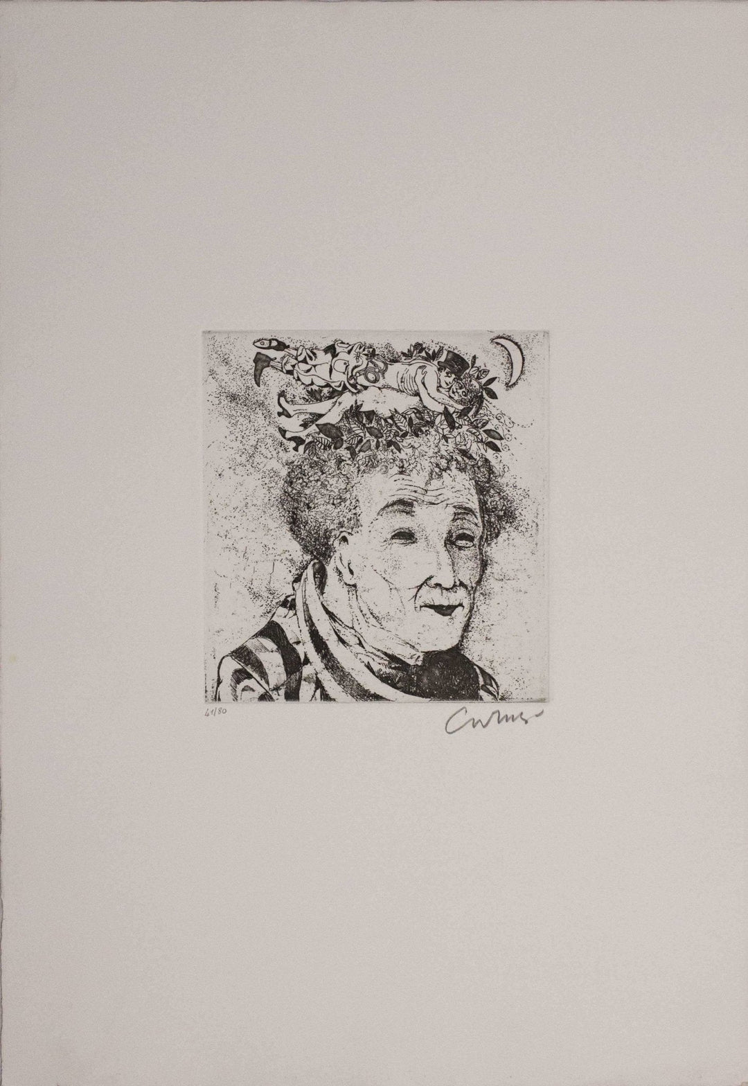 CARUSO Bruno, Omaggio a Chagall, 1965, Acquaforte originale firmata - EmporiumArt
