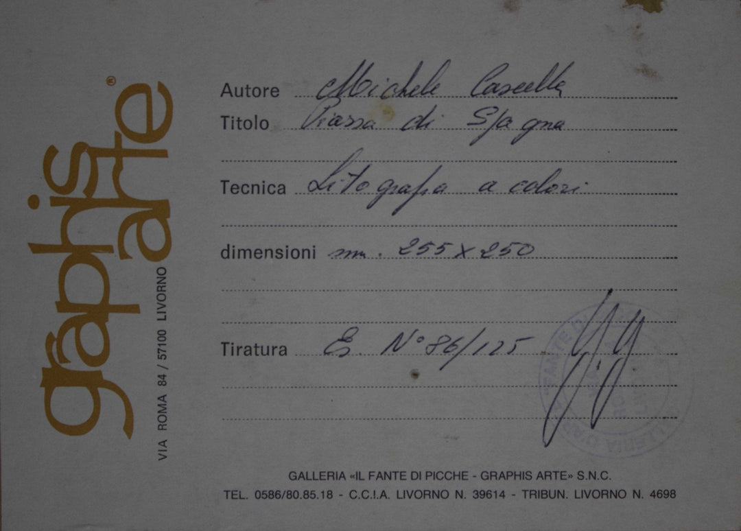 CASCELLA Michele, Piazza di Spagna, 1953-60, Litografia originale firmata - EmporiumArt