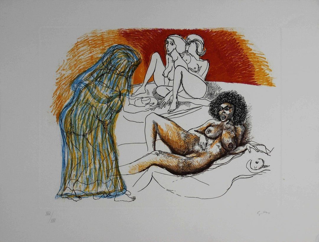 GUTTUSO Renato, Zefis a Usbeck, 1973, Acquaforte acquatinta originale firmata - EmporiumArt